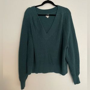 Turquoise V-Neck Sweater